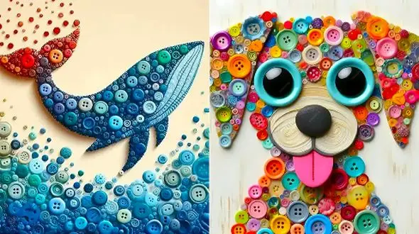 خلق تابلوهای زیبا با دکمه؛ 15 طرح جالب و خلاقانه