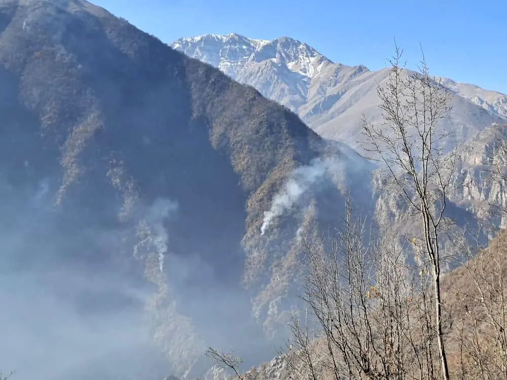 آتش‌سوزی جنگل‌های هیرکانی در الیت همچنان مهارنشده؛ ادامه عملیات هوایی در مرزن‌آباد