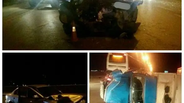 نیسان آبی هم خودش مچاله شد و هم ماشین های دیگر را پوکاند + عکس ها