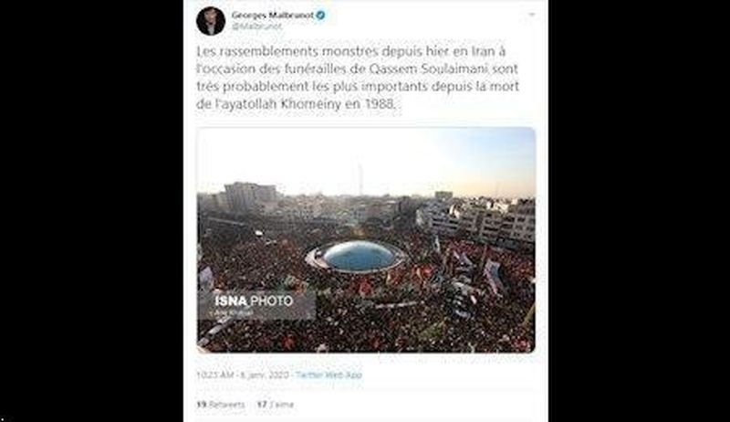 خبرنگار فرانسوی: گسترده ترین تجمع در ایران بعد از رحلت امام خمینی (ره) 