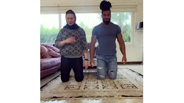 چالش جالب قهرمان پرتاب وزنه ایران به همراه همسرش  + فیلم