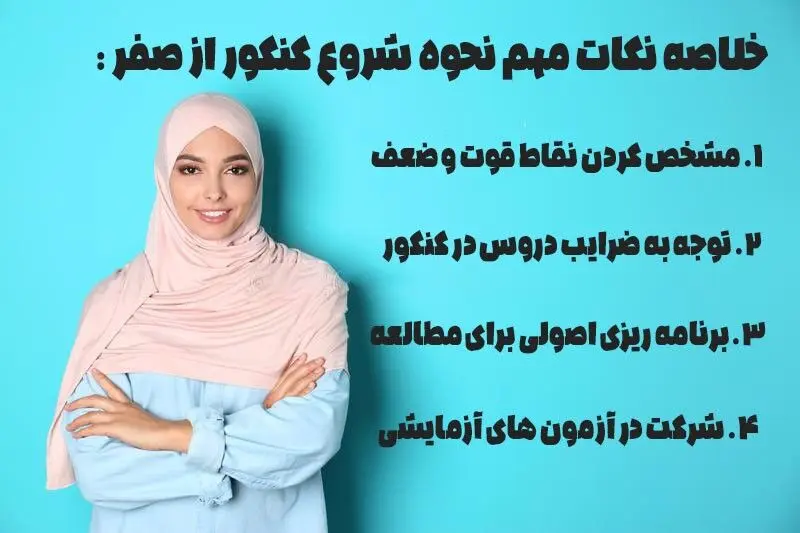 خلاصه نکات گفته شده تا اینجا برای شروع کنکور از صفر
