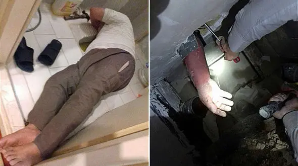 اتفاق ناگوار برای یک مرد در توالت+عکس