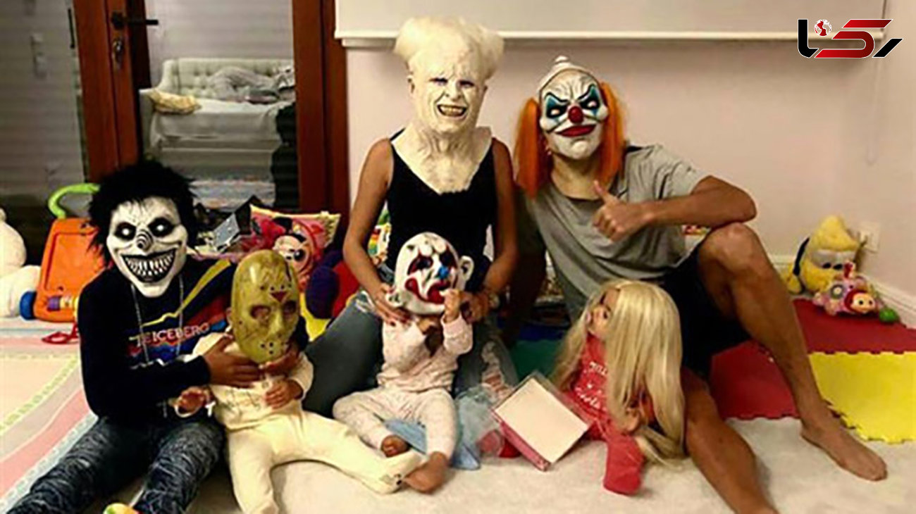 عکس / گریم جالب رونالدو و زن و بچه هایش در شب هالووین