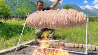 ببینید / طرز پخت کباب بزرگ کوکورچ اصیل ترکیه + فیلم
