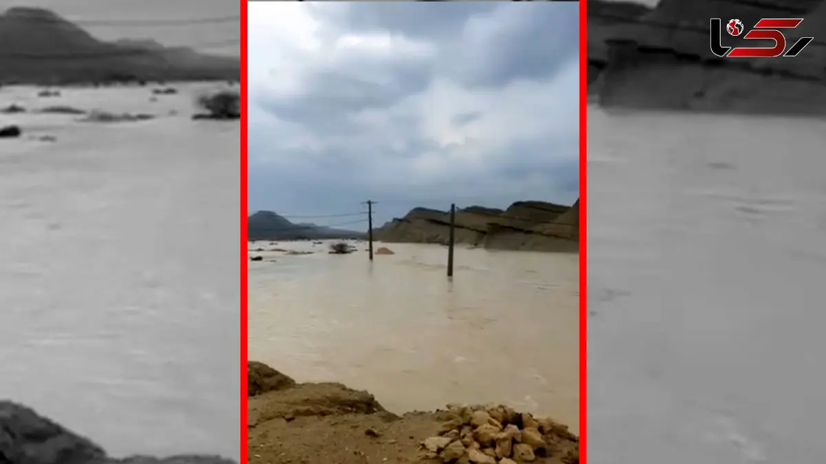 فیلم رسیدن سیلاب منطقه تبن هرمزگان به دریا