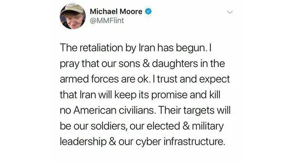 واکنش مایکل مور به حمله موشکی ایران /  قصاص تازه آغاز شده است