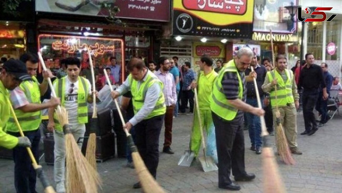 جارو به دست شدن جواد خیابانی در خیابان‌های تبریز +تصاویر