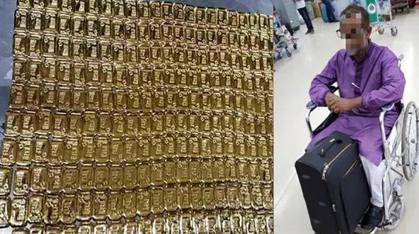  کشف ۲۵ کیلوگرم طلا از مرد ویلچرسوار +عکس 