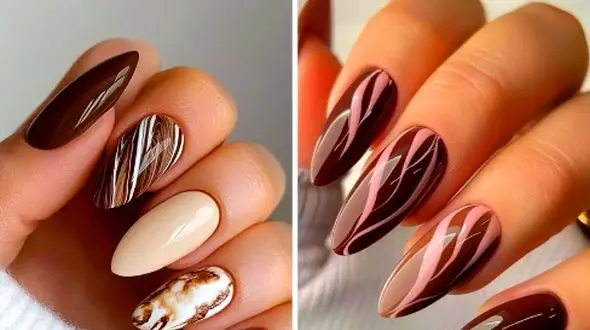 طراحی ناخن رنگ موکا: 14 ایده جذاب برای طرفداران رنگ‌ های ملایم