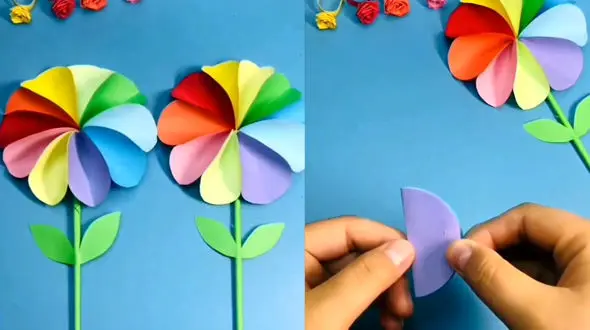 گل کاغذی رنگی چگونه بسازیم / فیلم