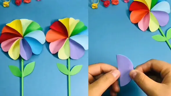 گل کاغذی رنگی چگونه بسازیم / فیلم