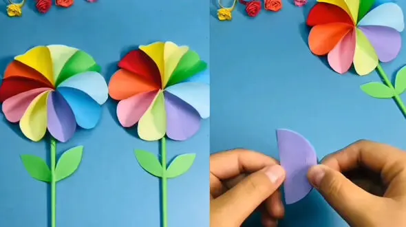 گل کاغذی رنگی چگونه بسازیم / فیلم