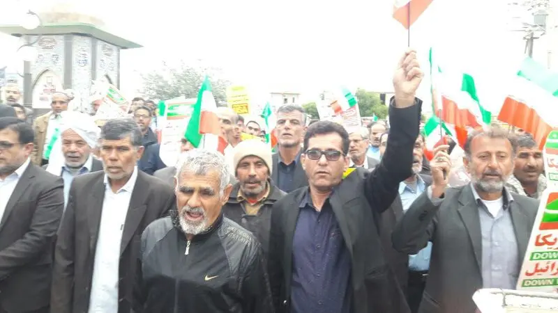 راهپیمایی باشکوه مردم بخش آبدان