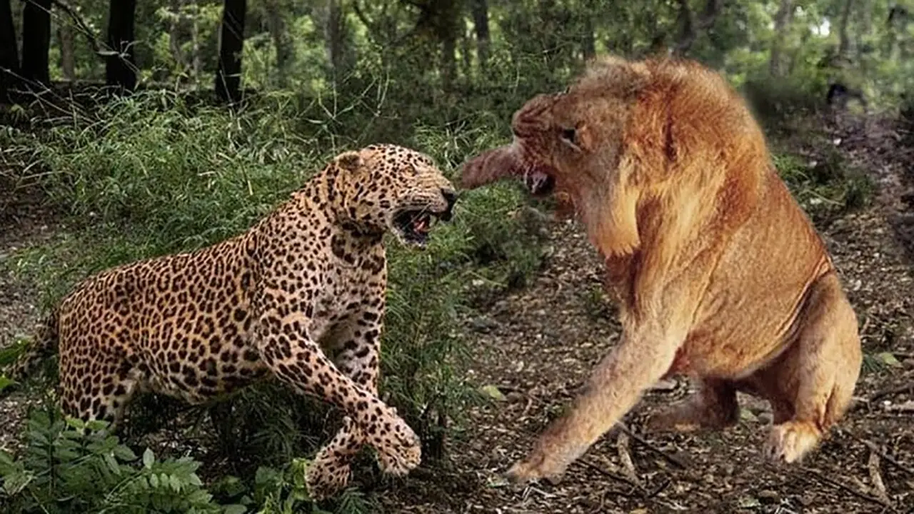 ویدیو/ جدال باورنکردنی شیر و پلنگ که حیرت می کنید!