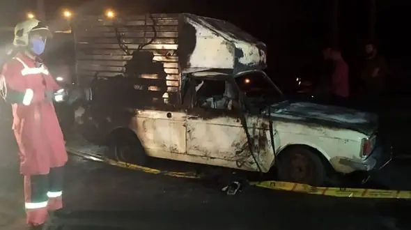 سوختن مرگبار مادر و کودک تهرانی در آتش سوزی وانت+ عکس ها