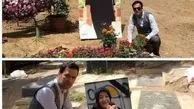 فیلم / مرثیه سرایی و گریه های حامد آهنگی سر مزار عزیز با مداحی خودش + عکس های حامد آهنگی سر مزار پدر و مادرش / روحشان شاد