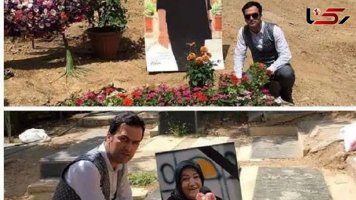 فیلم / مرثیه سرایی و گریه های حامد آهنگی سر مزار عزیز با مداحی خودش + عکس های حامد آهنگی سر مزار پدر و مادرش / روحشان شاد