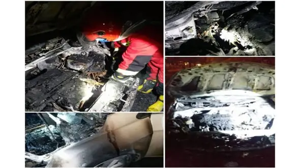 4 عکس هولناک از صحنه سوختن ماشین تازه عروس و داماد / دقایقی قبل رخ داد