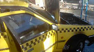 تاکسی زرد آتش گرفت و نابود شد+عکس