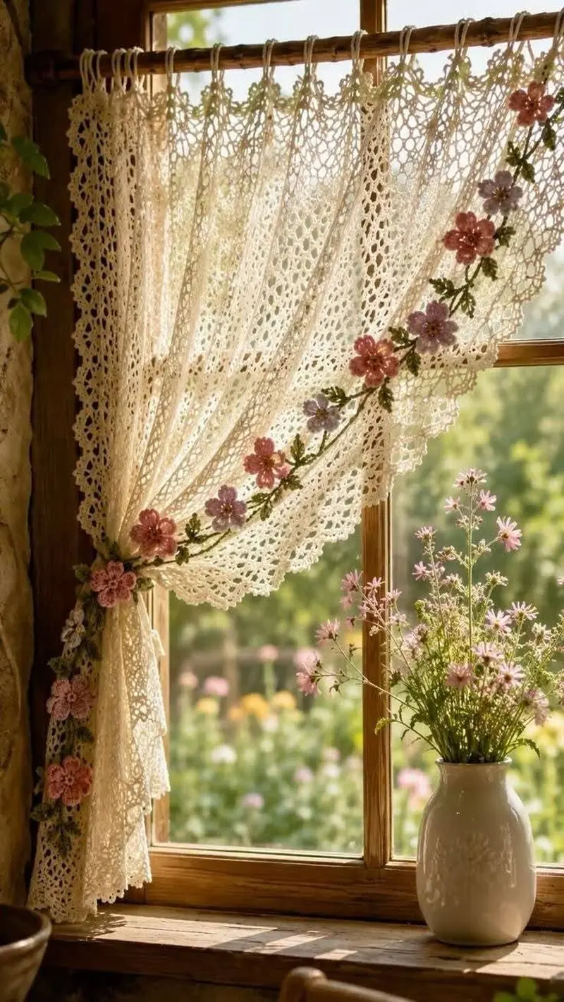 پرده اتاق خواب کوتاه گلدار