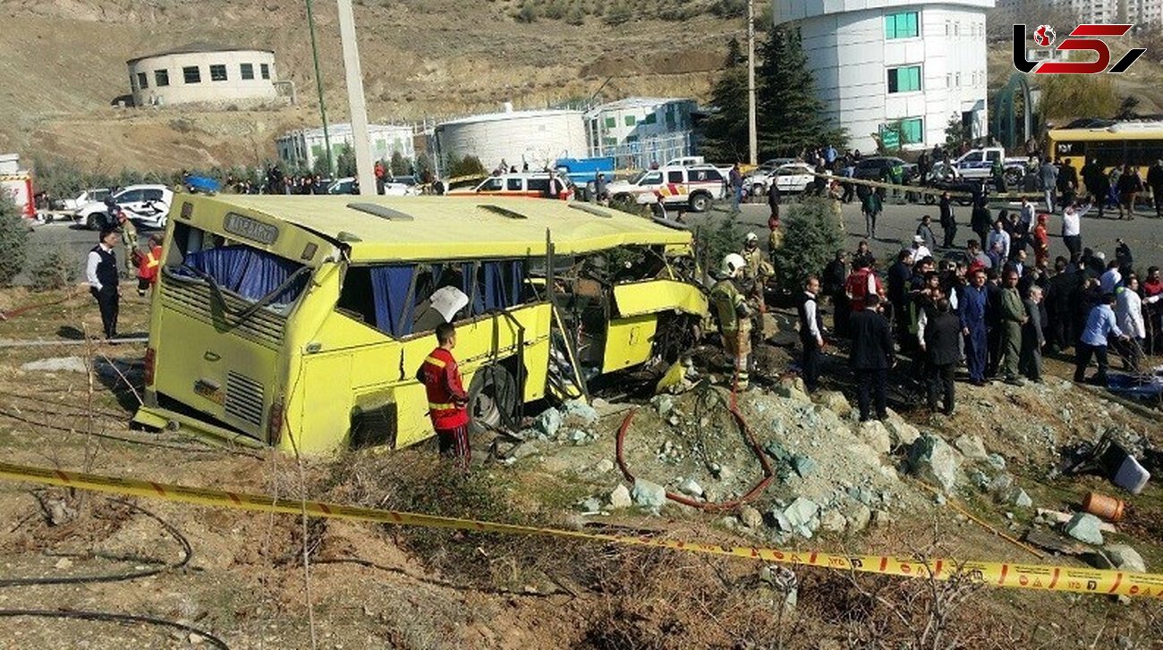 عکس های وحشتناک از واژگونی خونین اتوبوس دانشجویان تهران 