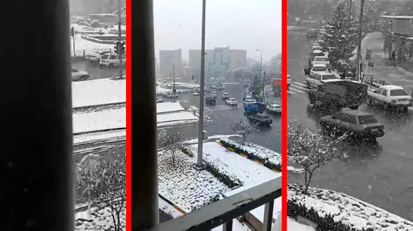 فیلم سفیدپوش شدن دروازه شیراز اصفهان با برف