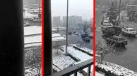 فیلم سفیدپوش شدن دروازه شیراز اصفهان با برف