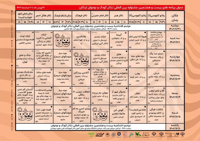 جدول اجرا ها نهایی