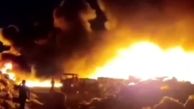 آتش سوزی بزرگ در کارخانه شیرین عسل تبریز  +فیلم