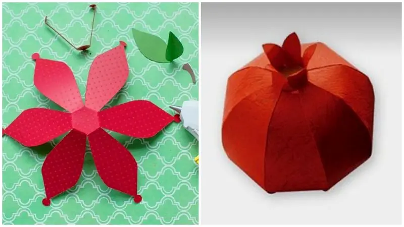 انار حجمی با مقوا برای شب یلدا