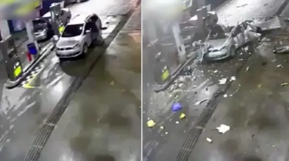 انفجار خودرو در پمپ گاز حین سوخت گیری + فیلم و عکس 14+