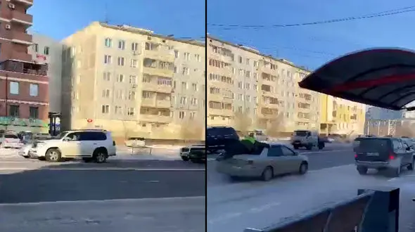 فیلم عجیب از آویزان شدن مامور پلیس از خودروی سارق فراری / ببینید