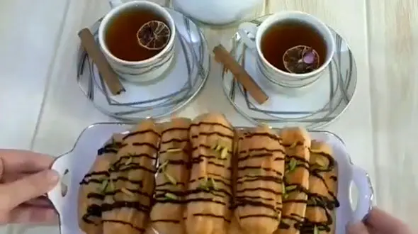 نان خامه ای با تزئین شکلات + فیلم