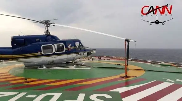 عکس های وحشتناک هلی کوپتر صنعت نفت روی سکوی طوفان زده!