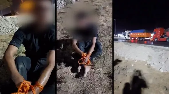بازداشت زورگیر خشنی که یک راننده کامیون را دربندر امام چاقو چاقو کرده بود / دزد خشن طناب پیچ شد + فیلم