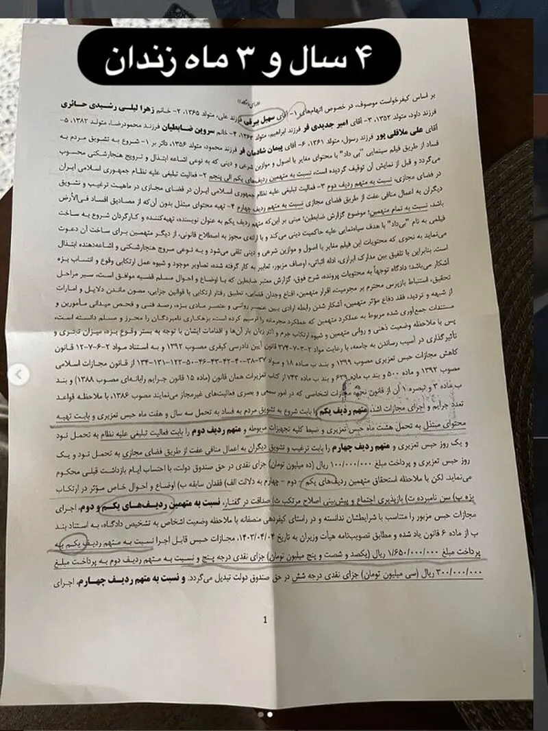 فیلم جنجالی کارگردان زندانی / بازیگران سرشناس فیلم «بی‌داد» در خطر محکومیت
