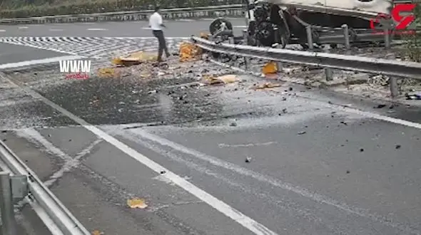 نجات معجزه‌آسای زن باردار از تصادف وحشتناک و واژگونی خودرو شاسی بلند +فیلم لحظه تصادف