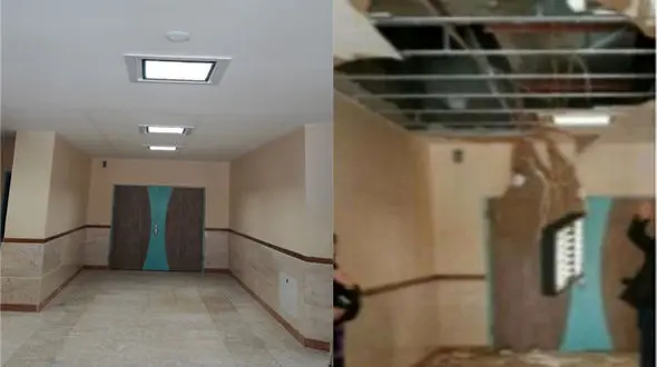 دردسر بارش برف برای یک مدرسه ملارد + عکس 