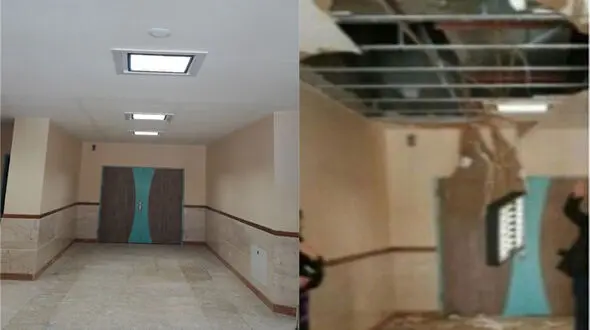 دردسر بارش برف برای یک مدرسه ملارد + عکس 