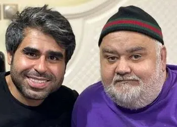 عکس جدید امیر نوری در کنار اکبر عبدی با یک تیشرت عجیب با نقش چطو بتو گیر ندادن! / امیر نوری دوباره چاق شده؟