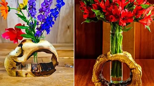 ایده‌ های جذاب گلدان چوبی دکوری؛ خلق فضای دلنشین در خانه با 15 طرح لوکس