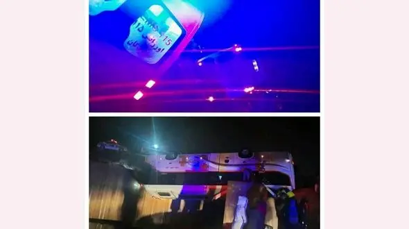 تصادف هولناک اتوبوس و نیسان بامداد امروز در لردگان / 2 کشته و 18 تن مجروح شدند + عکس