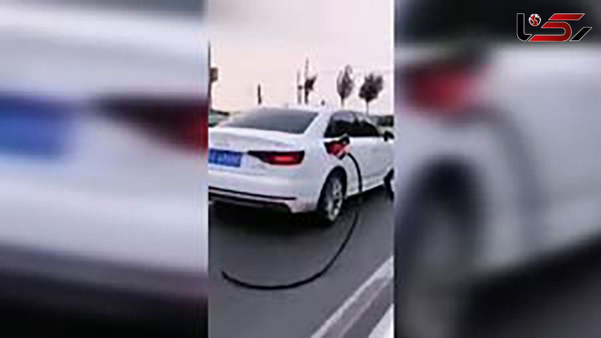 سر به هوایی راننده زن در پمپ بنزین + فیلم