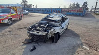 واژگونی مرگبار در جاده خاوران / راننده سمند بی‌هوش از لاشه خودرو بیرون کشیده شد + تصاویر