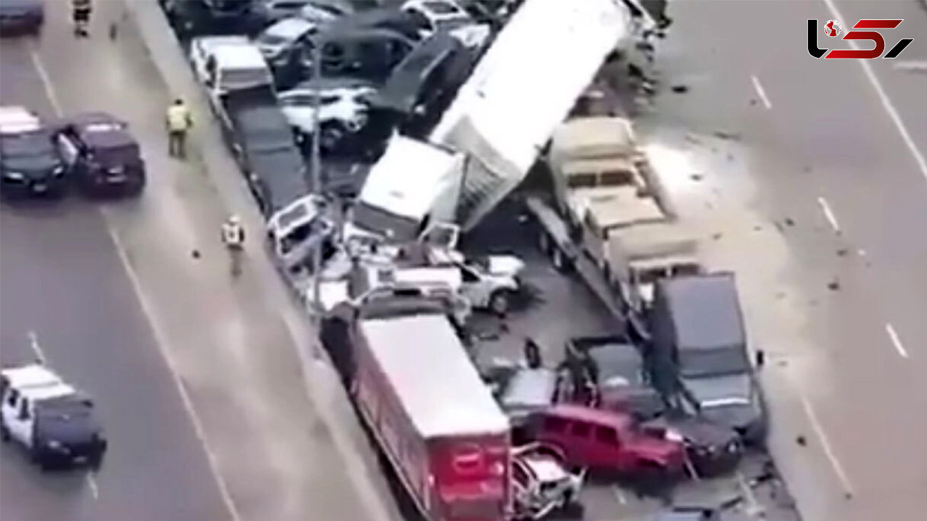6 مرگ در تصادف  130 ماشین و کامیون + فیلم 