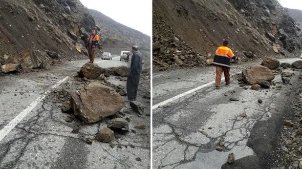 ریزش کوه در محور دهدز/ امدارسانی به ۷۰۰ حادثه‌دیده +عکس