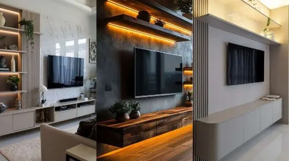 مدل های جذاب جا تلویزیونی روی دیوار با طراحی‌ های خاص برای خانه عروس
