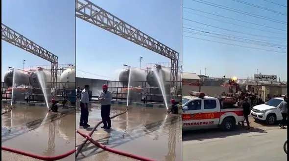 آتش سوزی خسارت بار 2 مخزن گاز بوتان در اهواز