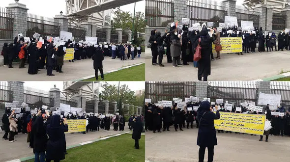 تجمع کارکنان بهزیستی شهر تهران در مقابل مجلس / تجمع کنندگان خواستار حقوق برابر با کارکنان بهزیستی کشور شدند + فیلم